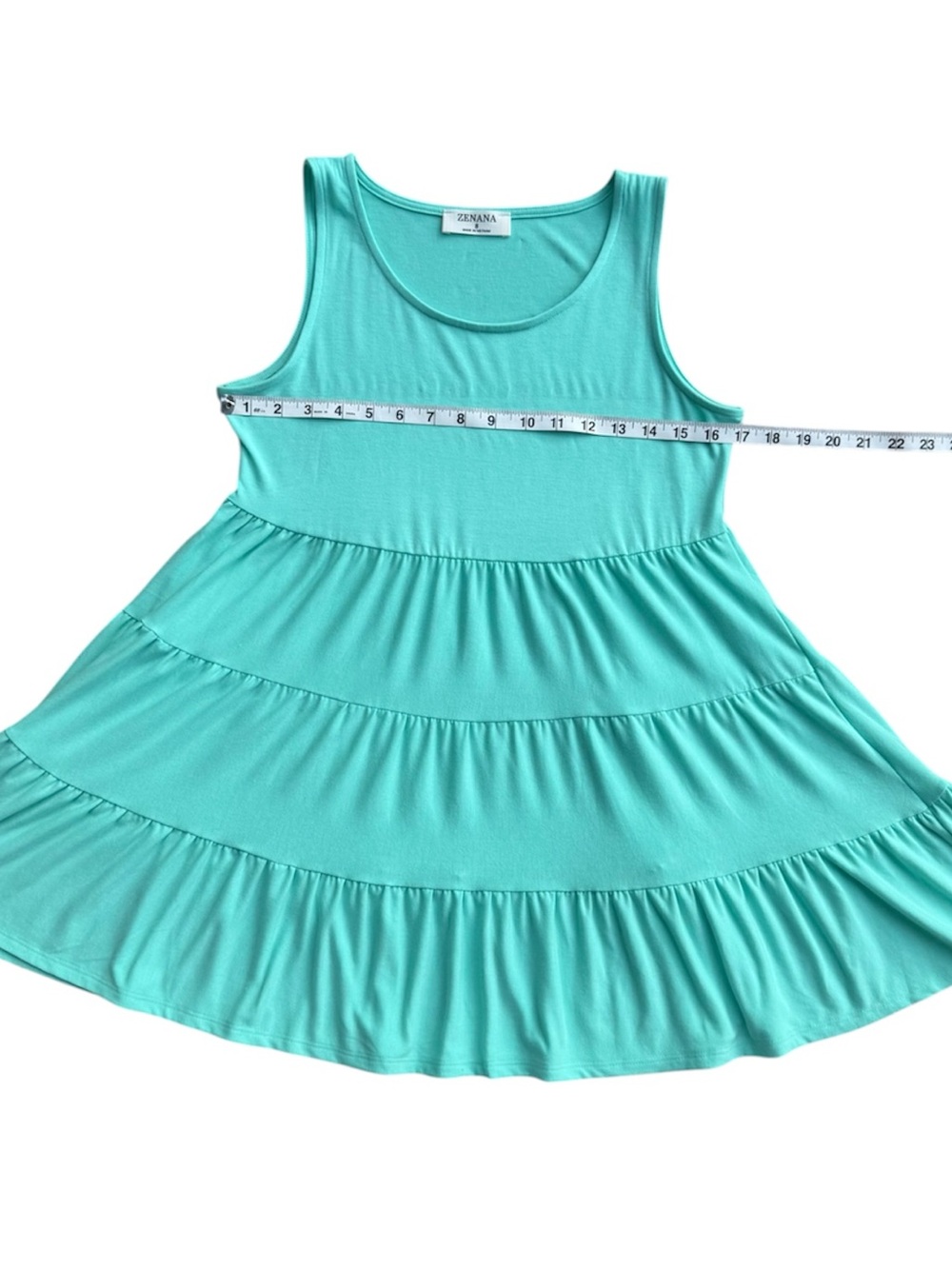 Zenana Seafoam Green Tiered Swing Tank Top Flowy Tunic Small NWOT - Picture 5 of 10